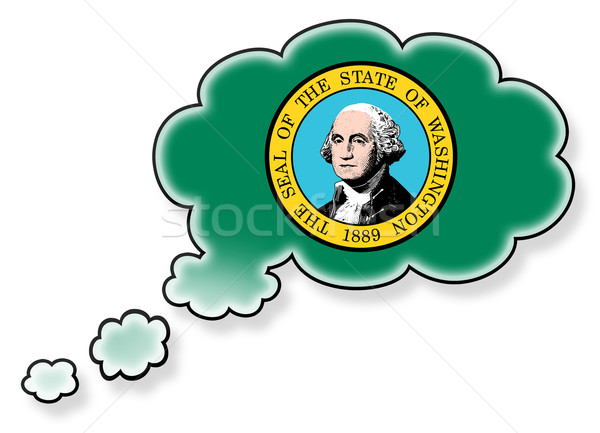 Stockfoto: Vlag · wolk · geïsoleerd · witte · Washington · kunst