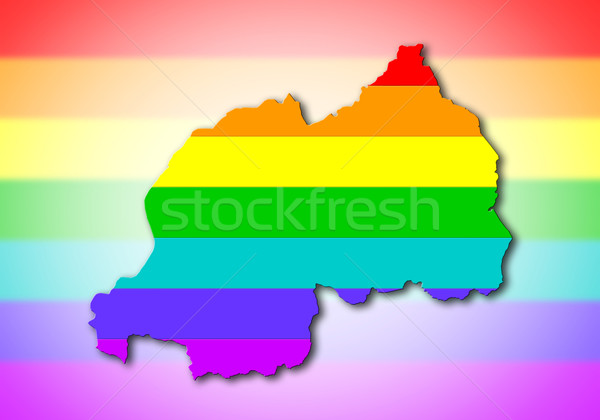 [[stock_photo]]: Rwanda · Rainbow · pavillon · modèle · carte · Voyage