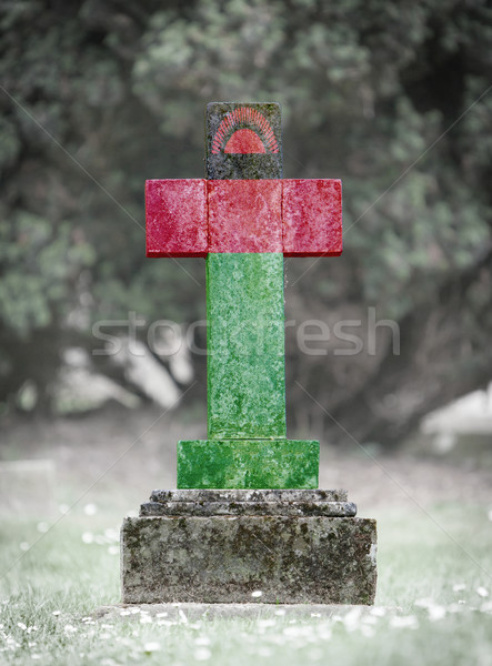 Lapide cimitero Malawi vecchio intemperie bandiera Foto d'archivio © michaklootwijk