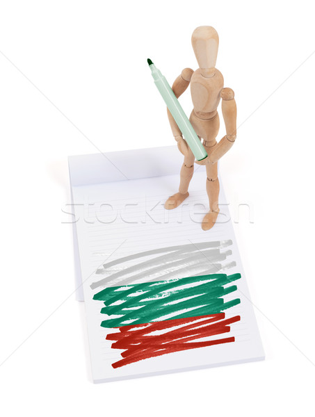 Fából készült próbababa rajz Bulgária zászló test Stock fotó © michaklootwijk