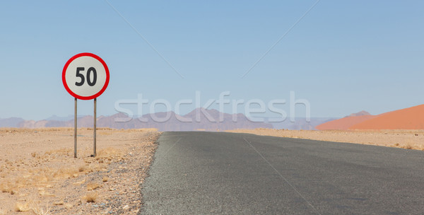 Hız limiti imzalamak çöl yol Namibya 50 Stok fotoğraf © michaklootwijk