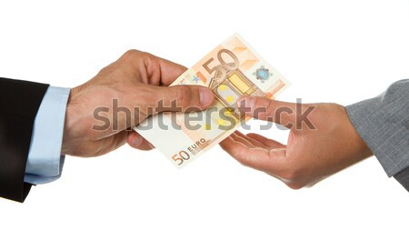 Umbuchung Geld Mann Frau Blut isoliert Stock foto © michaklootwijk