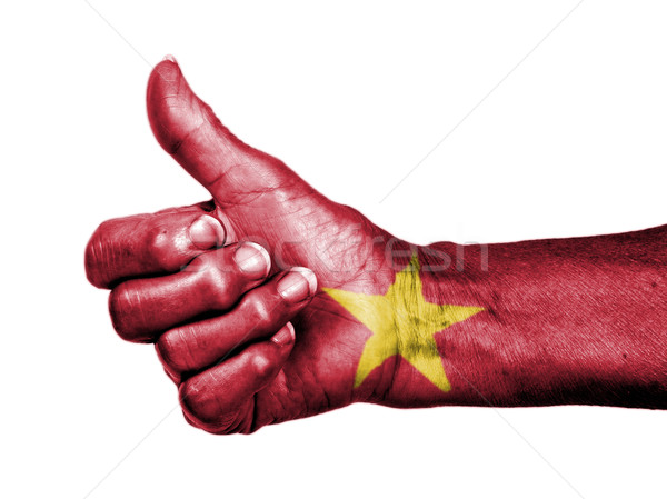 Oude vrouw teken vlag patroon Vietnam Stockfoto © michaklootwijk