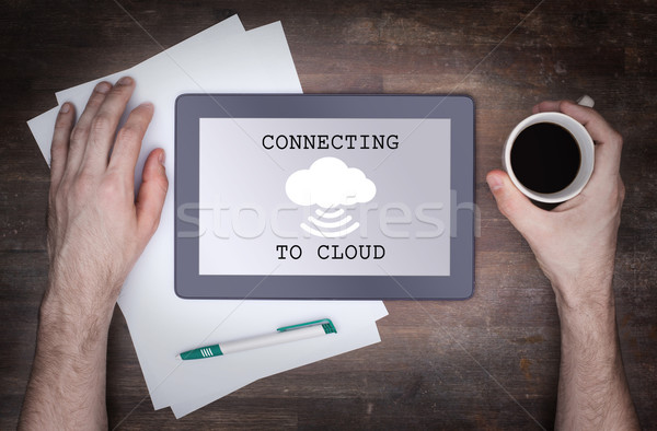 Cloud-computing connection on a digital tablet pc Stock photo © michaklootwijk