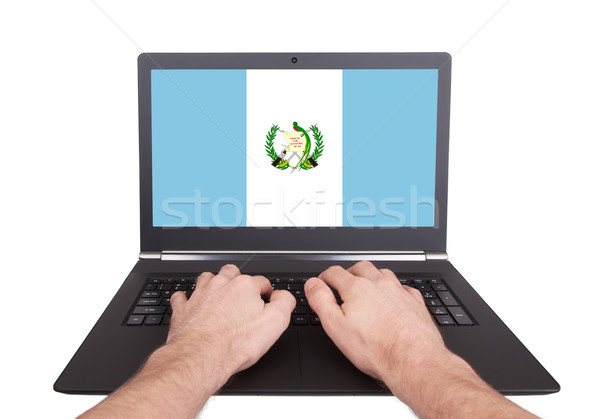Mâini lucru laptop Guatemala ecran Imagine de stoc © michaklootwijk