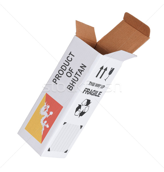 Exportar produto Butão papel caixa Foto stock © michaklootwijk