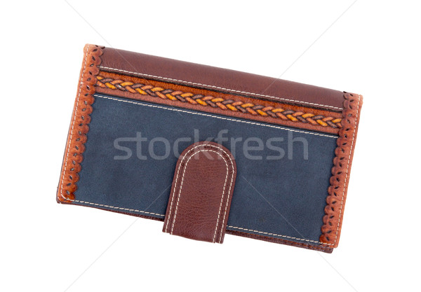 Ouderwets portemonnee witte achtergrond leder object Stockfoto © michaklootwijk