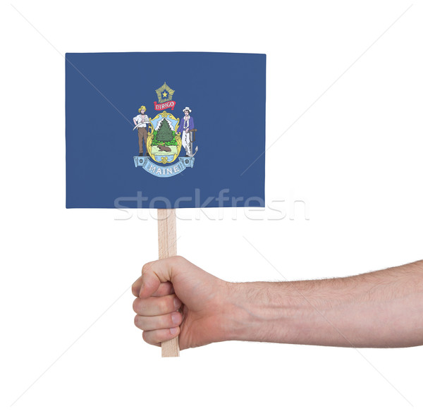 Hand holding small card - Flag of Maine Stock photo © michaklootwijk
