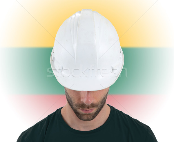 Engineer with flag on background - Lithuania Stock photo © michaklootwijk