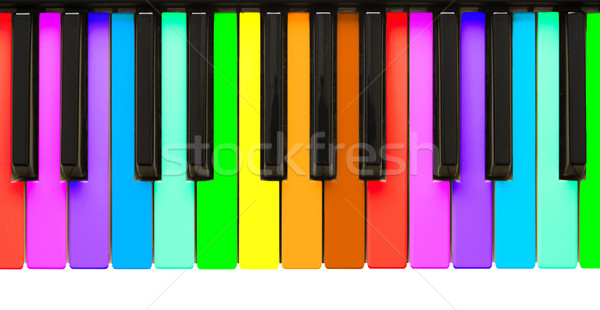 Rainbow tasti del pianoforte isolato bianco chiave nero Foto d'archivio © michaklootwijk