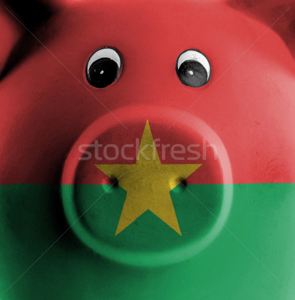 Foto stock: Cerámica · alcancía · pintura · bandera · Burkina · dinero