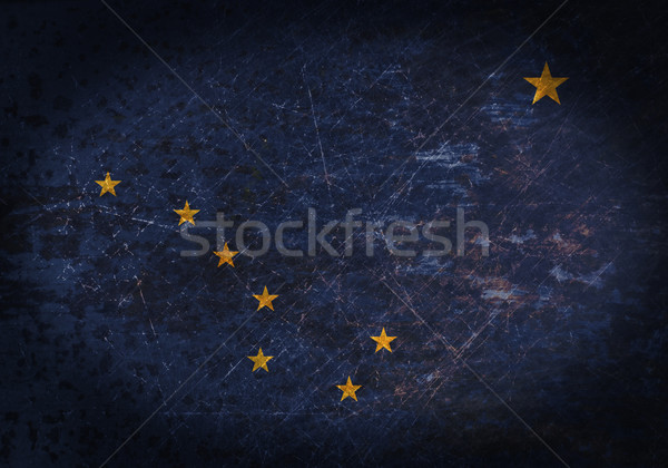 Old rusty metal sign with a flag Stock photo © michaklootwijk