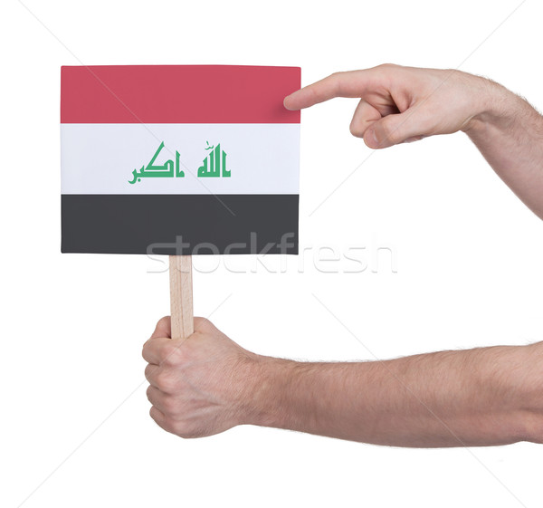 Kéz tart kicsi kártya zászló Irak Stock fotó © michaklootwijk