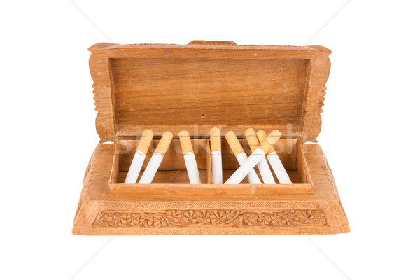 Cigarrillos cuadro aislado blanco madera Foto stock © michaklootwijk