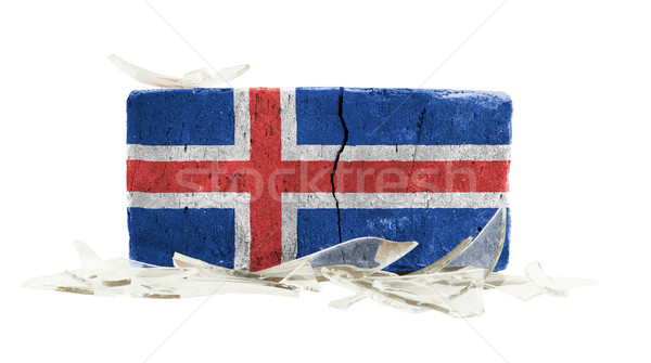Сток-фото: кирпичных · битое · стекло · насилия · флаг · Исландия · стены
