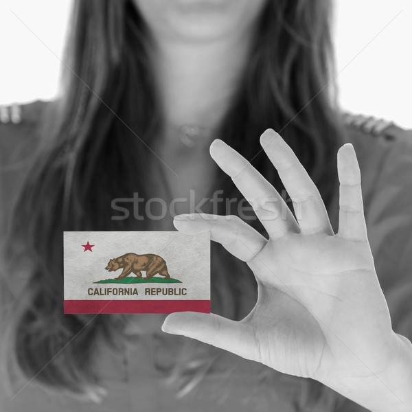 ストックフォト: 女性 · 名刺 · 黒白 · カリフォルニア · ビジネス