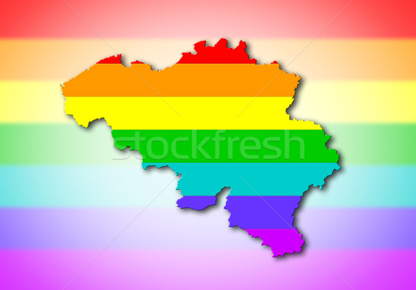 Bélgica arco-íris bandeira padrão mapa viajar Foto stock © michaklootwijk