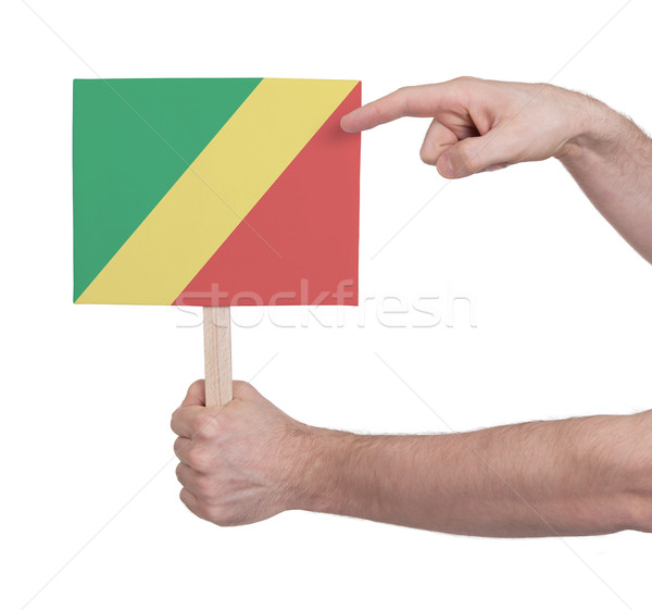 Kéz tart kicsi kártya zászló Kongó Stock fotó © michaklootwijk