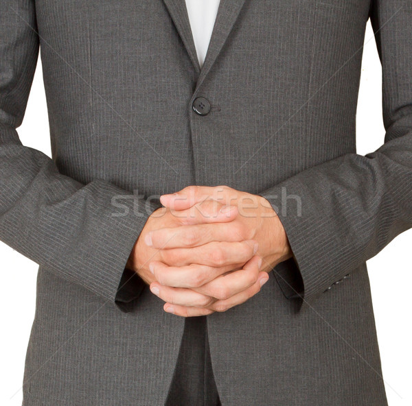 Business man in grey suit praying Stock photo © michaklootwijk