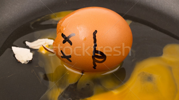 Cracked egg (dead) in a pan Stock photo © michaklootwijk