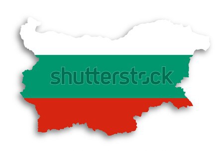 Stock photo: Map of Bulgaria filled with flag