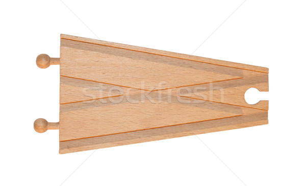 Stock photo: Childrens toy, wooden train track, junction