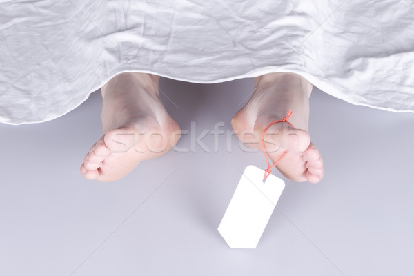 Hulla lábujj címke fehér lap nő Stock fotó © michaklootwijk