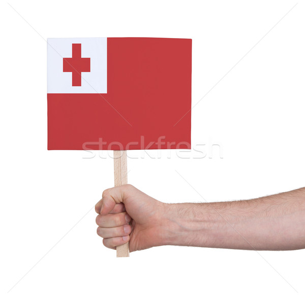 Hand holding small card - Flag of Tonga Stock photo © michaklootwijk