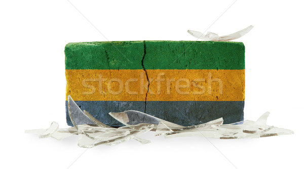 Cegły stłuczone szkło przemocy banderą Gabon ściany Zdjęcia stock © michaklootwijk