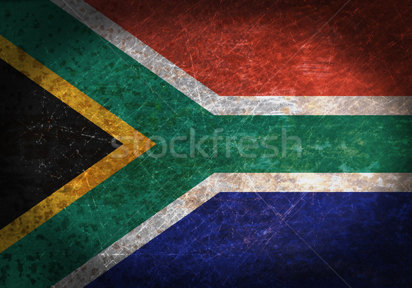 Stockfoto: Oude · roestige · metaal · teken · vlag · South · Africa