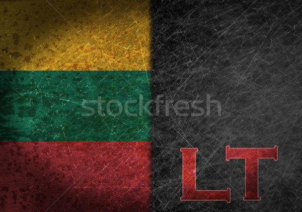 Old rusty metal sign with a flag and country abbreviation Stock photo © michaklootwijk