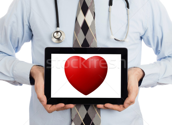 Stok fotoğraf: Doktor · tablet · kırmızı · kalp · yalıtılmış