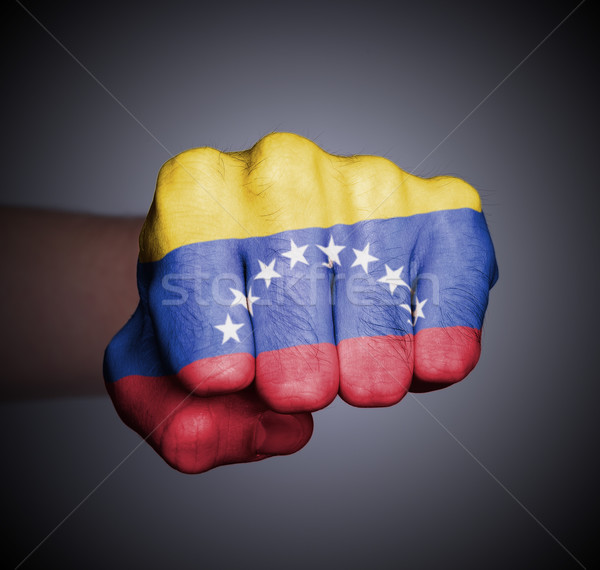 Vorderseite Ansicht Faust grau Flagge Venezuela Stock foto © michaklootwijk
