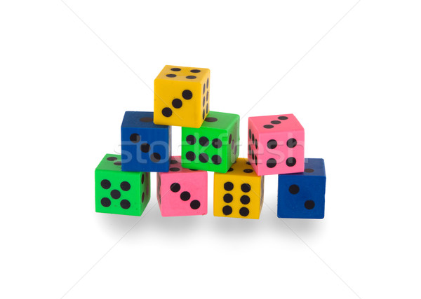 Eight colorfull pensil erasers in the shape of dice Stock photo © michaklootwijk