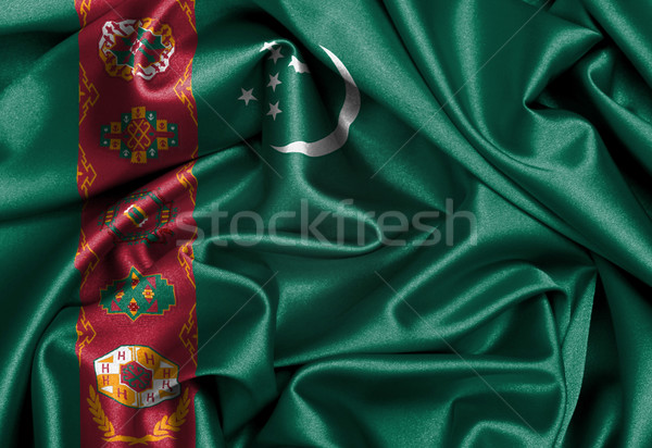 Cetim bandeira tridimensional tornar Turcomenistão textura Foto stock © michaklootwijk