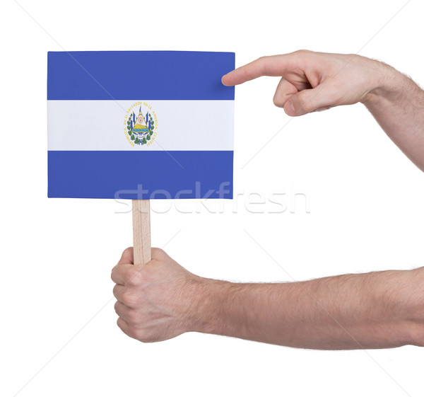 Hand holding small card - Flag of El Salvador Stock photo © michaklootwijk