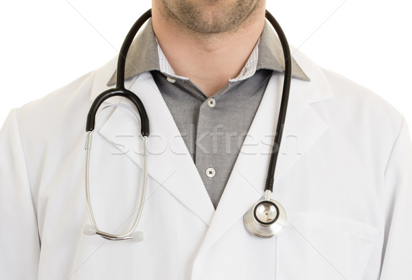 Mężczyzna lekarz stetoskop odizolowany biały rodziny Zdjęcia stock © michaklootwijk
