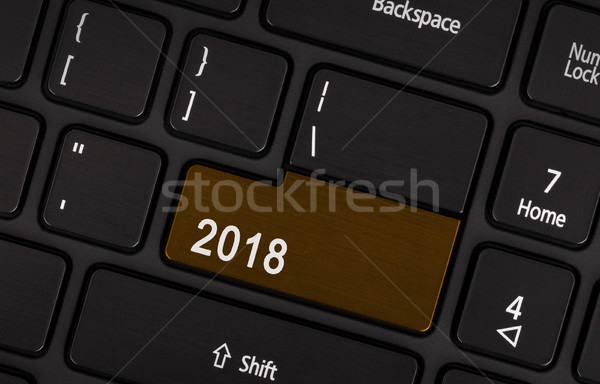 Testo pulsante buon anno tastiera calendario web Foto d'archivio © michaklootwijk