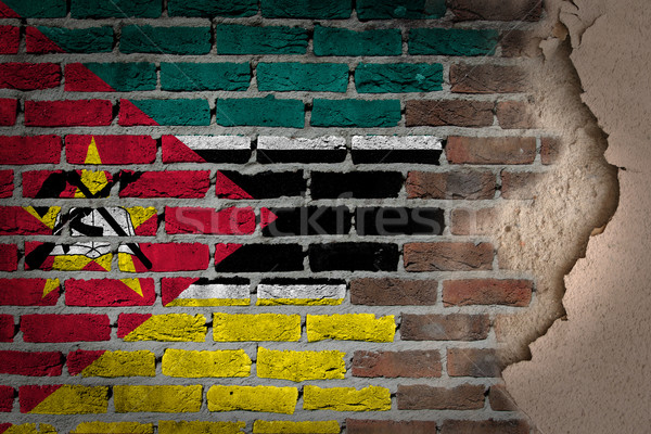 темно кирпичная стена штукатурка Мозамбик текстуры флаг Сток-фото © michaklootwijk