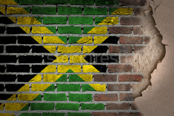 Sötét téglafal tapasz Jamaica textúra zászló Stock fotó © michaklootwijk