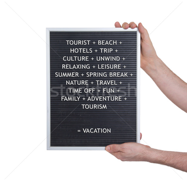 Vacation concept in plastic letters on very old menu board Stock photo © michaklootwijk