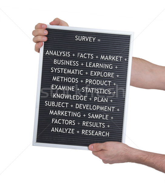 Survey concept in plastic letters on very old menu board Stock photo © michaklootwijk