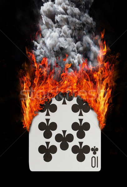 Spelen kaart brand rook geïsoleerd witte Stockfoto © michaklootwijk