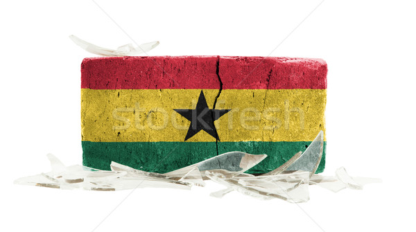 Cegły stłuczone szkło przemocy banderą Ghana ściany Zdjęcia stock © michaklootwijk