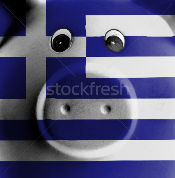 Foto stock: Cerâmico · piggy · bank · pintura · bandeira · Grécia · dinheiro