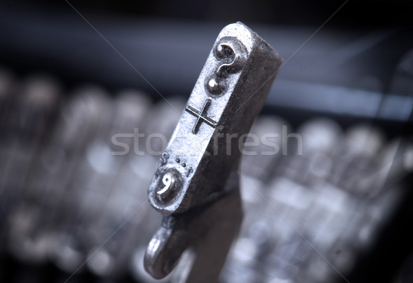 Stockfoto: Vraagteken · hamer · oude · schrijfmachine · koud