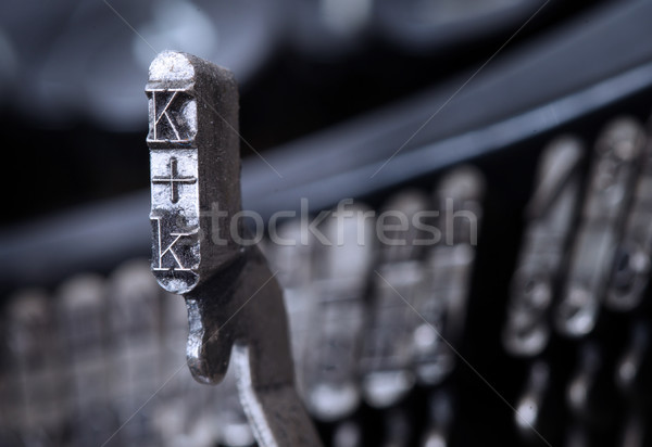 Hamer oude schrijfmachine koud Blauw Stockfoto © michaklootwijk