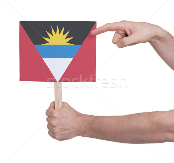 Hand holding small card - Flag of Antigua and Barbuda Stock photo © michaklootwijk