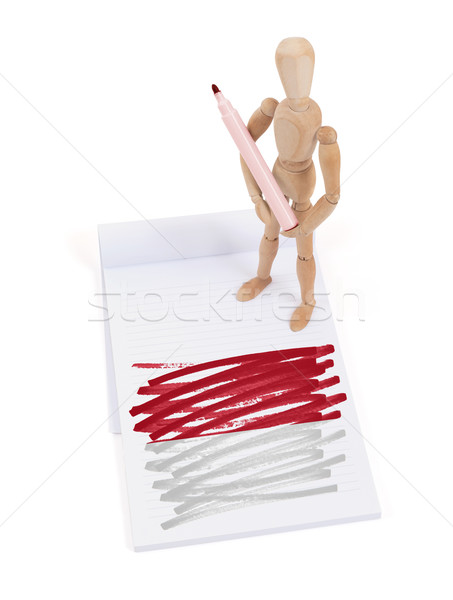 Houten etalagepop tekening Monaco vlag papier Stockfoto © michaklootwijk