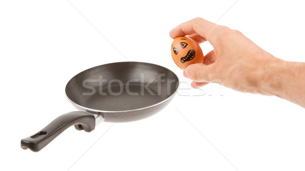 Scared egg, waiting to be fried in a pan Stock photo © michaklootwijk